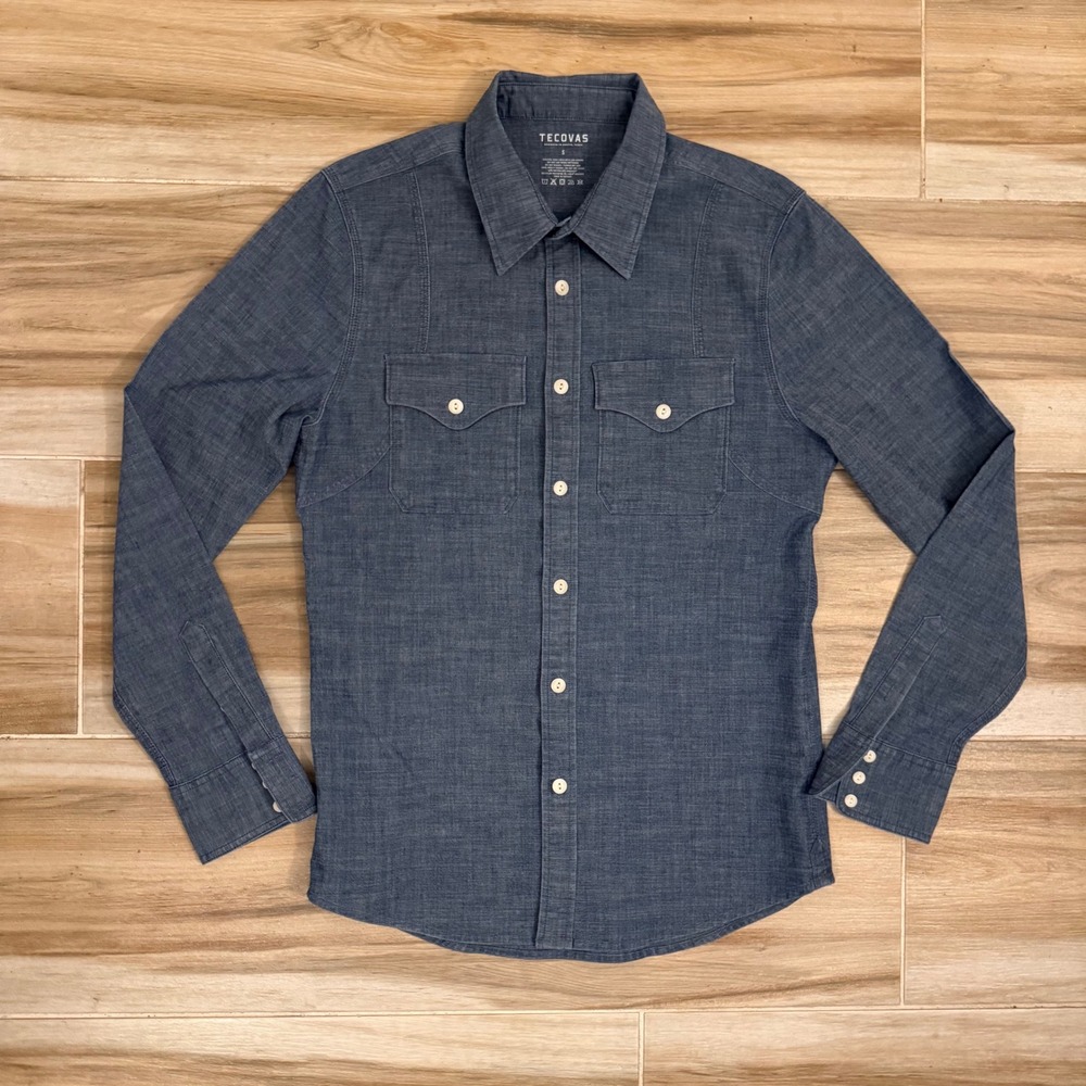 Tecovas Men Western Bleu Button Down Shirt Size Small